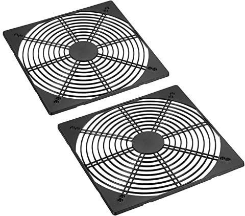 PATIKIL 203mm Fan Filter, 2 Pack ABS Plastic Ventilator Grill Protector Guard for 200X200mm Fan Protective Cover DIY, Black