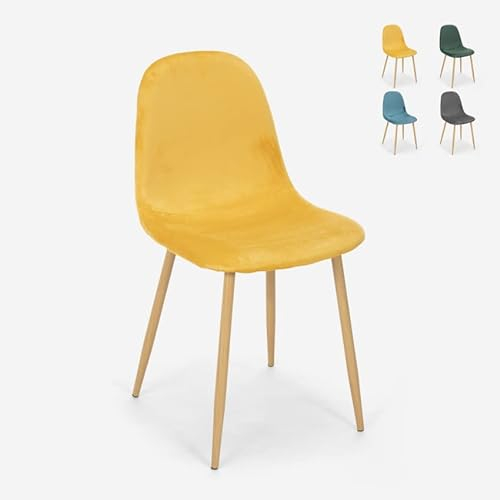 Produce Shop Stuhl Design Nordic Beine Holz Stoff Küche Bar Restaurant Salmon - Gelb