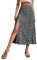 GORGLITTER Damen Sommer Lang Rock Mit Blümchen Und Schlitz - A-Linien Blumenrock Mit Hoher Taille, Geblümt, Schwarz M