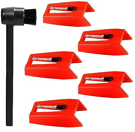 Knadgbft Vinyl-Plattenspieler-Nadeln, Ersatzteile, Plattenspieler-Schallplattennadeln mit Stylus-Reinigungsbürsten-Set für Phonographen