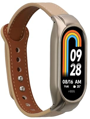 kwmobile Armband kompatibel mit Xiaomi Mi Band 8 - Echtleder Fitnesstracker Sportarmband Band
