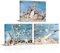 iKNOW FOTO Leinwandbild, 3-teilig, 30,5 x 40,6 cm, Muschel- und Seestern-Drucke auf rustikalem blauem Holz, Flaschenposter, maritime Dekoration, fertig zum Aufhängen für Badezimmer (blau)