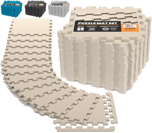 Ediesi, Bodenschutzmatte Fitness, Puzzlematte Boden, Pool Schutzmatte, Home Gym, Tatami, Gummimatte, Gym Matte (18 Uds / 30x30x1 cm/Beige)
