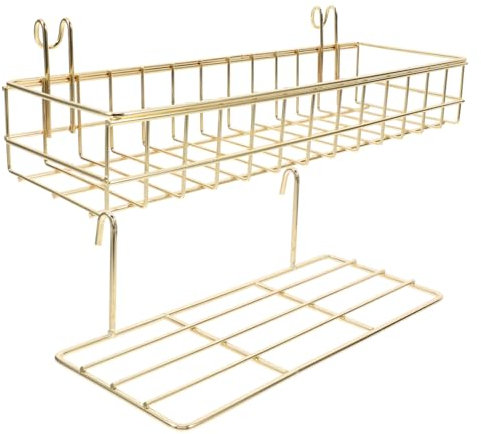 PRETYZOOM 2piezas Organizador Colgante De Pared Estantes De Rejilla Cesta De Alambre Ganchos Almacenamiento Doméstico