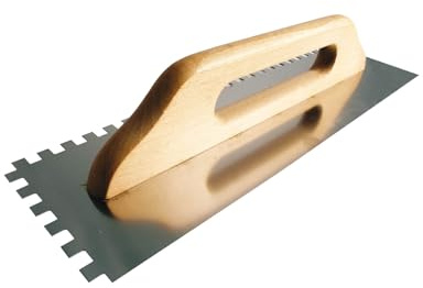 Zahnkelle 480 x 130 mm mit Holzgriff mit unterschiedlichen Zahnungen 6x6 mm, 8x8 mm, 10x10 mm Glättkelle für Kleber Spachtelmasse Putz Zahnkelle Aufziehkelle Aufziehglätter Glättekelle (6x6 mm)