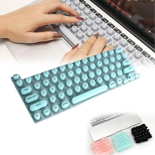 Silicone Raised Keyboard Protective Cover for Long Nails - Full-Size Keyboard Film - Heart Green