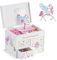 Lolalet Mädchen Schmuckkästchen, Holzschmuck Organizer mit Einhorn, Schmuckkasten für Halskette Ohrringe Armband Uhr Lippenstift Ring -Weiß