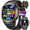LOYEWAIER Reloj inteligente militar para hombre con linterna LED AMOLED, llamada Bluetooth, reloj deportivo, batería extragrande, presión arterial, rastreador de fitness, IP68, resistente al agua,
