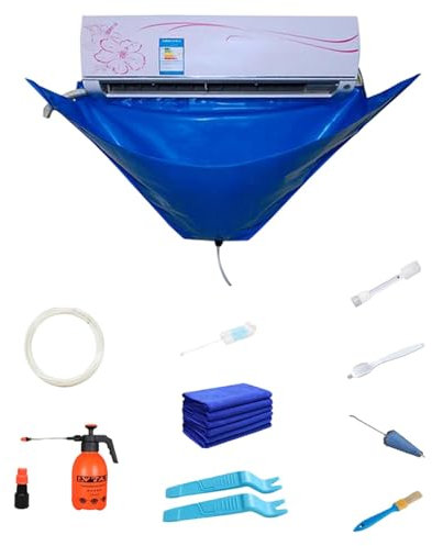 Couverture Nettoyage Climatiseur 12 Pièces, Kit Nettoyage Climatisation Split,Couvercle Climatisation AC Cleaner Professionnels Avec Tuyau D'eau, Pour Les Unités AC Murales