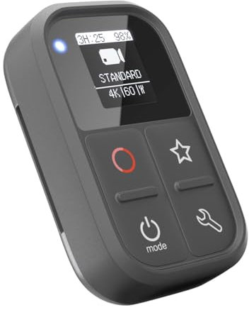 Kabellose Smart-Fernbedienung, Ersatz für GoPro Hero 10/9/8 Schwarz/Max/7 Schwarz/6 schwarzer OLED-Bildschirm, eingebauter Akku, 80 m Reichweite, mit Stick Mount Handgelenkschlaufe, USB-Ladekabel