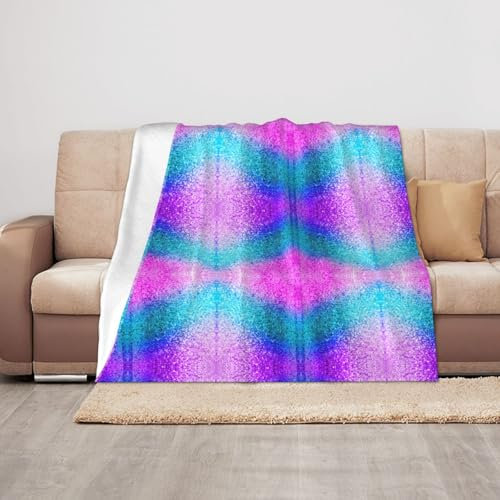 Kuschelige Decke mit Glitzer-Pailletten, 127 x 101 cm, weich, warm und leicht, Decke für Camping, Erwachsene