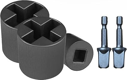 Universal Jack Socket Adapter for Hand Drill, Heavy-Duty Socket Converter for Scissor Car Jack, Easy Tire Change Tool, Electric Trailer Jack Drill Adapter with a 1/2 in Socket Adapter Bit (2 set)