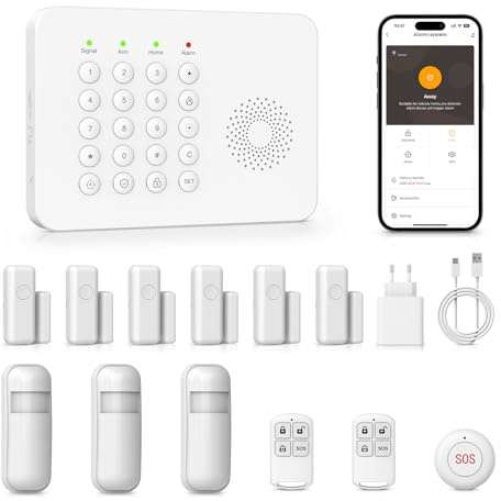 PGST kit sistema di allarme antifurto casa wireless domestico WiFi/4G SIM, APP Tuya Smartlife, RFID, sirena, sensori porta finestra, rilevatore di movimento