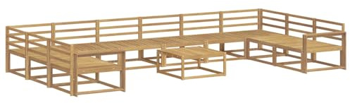 vidaXL Outdoor-Sofagarnitur 11 pcs Weiß Massivholz Akazie, Akazienholz Garten-Sofa-Set, Moderne Outdoor-Sitzgruppe, Bequeme Bänke für Terrasse, Garten, Poolmöbel
