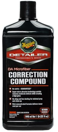 Meguiar’s DA Microfiber Correction Compound D30032 - Pro Car Scratch Remover, For Use with a DA Polisher and Microfiber Cutting Disc, Remove Swirls, Scratches, Water Spots, and Oxidation, 32 Oz