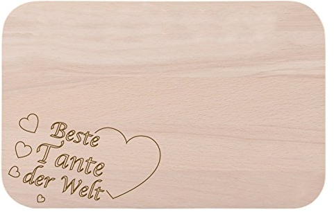 Frühstücksbrettchen/Frühstücksbrett mit Gravur Beste Tante der Welt als Geschenk - aus Holz - Geschenkidee ideal zum Geburtstag oder zu Weihnachten