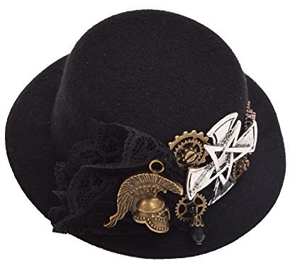 BLESSUME Mini Chapeau Melon Victorien Punk, Pince à Cheveux pour fête, Cocktail, Danse