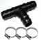 TS-TRADES T-Stück Tülle Verbinder für Ø38 Schlauch + 3 Stück V2A (W4) Schlauchschellen für Pool, Teich, Garten etc.