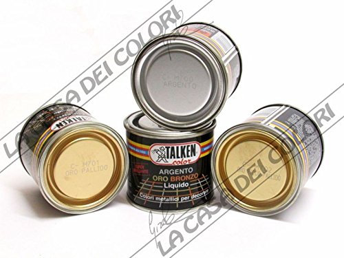TALKEN - Vernice in Barattolo - Oro E Argento - 125 ml - Rapida ESSICAZIONE - 701 Oro Pallido