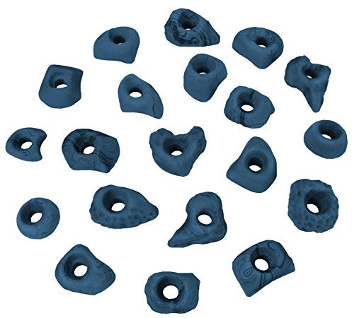 ALPIDEX Klettergriffe Größe S | Tritte | Kleine Klettersteine | 20 oder 40 Stück Formen - Farbe:blau-meliert, Verpackungseinheit:40 Stück