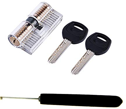 Loboo Idea Transparenter Praxis AB KABA Schließzylinder mit professionellem Lockpicking-Haken für Anfänger und Profi-Schlosser