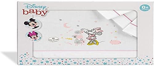 Interbaby MN003-12 Disney Baby-Krippe Laken Minnie Mouse Weiss/Rosa