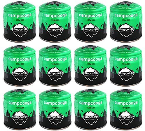 campcooga 12x Stechkartusche 190g Butangas für Kocher, Lampen, Bunsenbrenner... (12x 190g Stechkartusche)