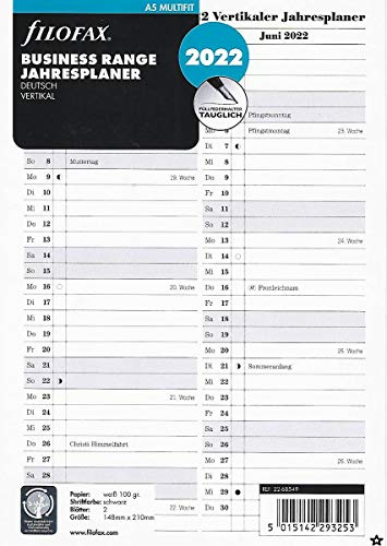 Filofax 2022 A5 Jahresplaner Faltplaner Kalender Leporello DEU vertikal 22-68549
