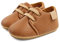LACOFIA Zapatos Oxford con Cordones para Bebé Niños Zapatillas Primeros Pasos Antideslizantes para Bebés Marrón 6-12 Meses