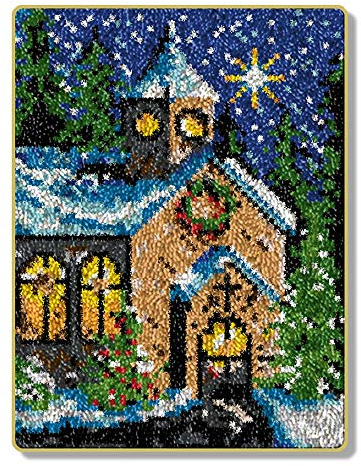 Knüpfhaken-Kits mit bedrucktem Haus-Leinen-Teppich, Wandteppich-Set für Kinder/Erwachsene, handgefertigtes Kissen, 52,1 x 38,1 cm