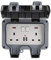 Outdoor Socket IP66 Waterproof Socket, 13A Switched Plug Sockets Wall Electrical Outlets Outdoor Wall Weatherproof Plug Socket Box with USB Charging Port (B)