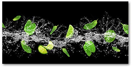 Tulup Splashback 55.12x27.56 inch / 140x70 cm Wall Protection Tempered Glass Kitchen Panel Toughened Safe Glass Panel Protection Induction Cooker Kitchen Splash back - Green - Lime with Mint