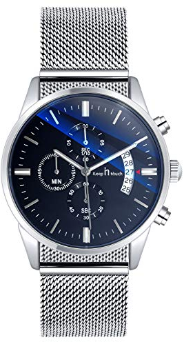 SUPBRO Herren Armbanduhr Mode Wasserdicht Sport Analoger Quarz Uhr Ultra-Thin Dial Edelstahl Mesh Armbanduhr Männer Datum Silber