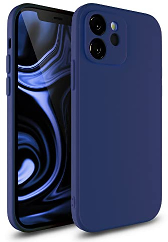 Etuano für iPhone 12 Mini Hülle Silikon, Handyhülle mit Kameraschutz Microfiber, Kratzfeste Rundumschutz Case (Blau, iPhone 12 Mini)