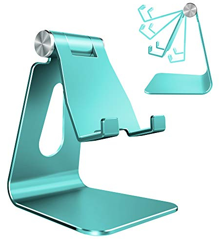 Lucrave Adjustable Cell Phone Stand, Phone Stand, Cradle, Dock, Holder, Aluminum Desktop Stand Compatible with iPhone 17 16 15 14 13 12 Xs Pro Max 8 7 6 6s Plus SE, Accessories Desk, Mint Green