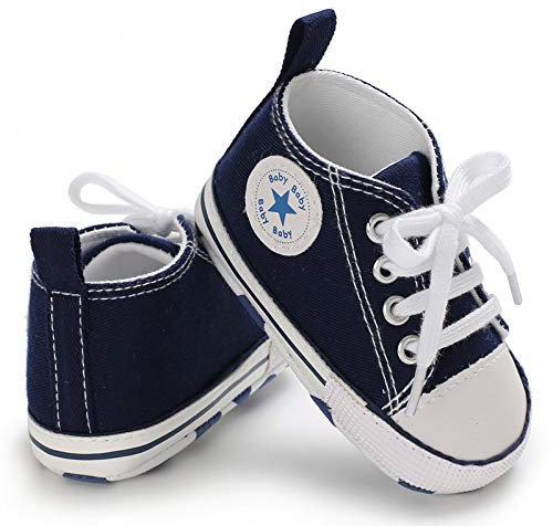 Sehfupoye Baby Mädchen Jungen Turnschuhe Kleinkind Schuhe Canvas Erste Wanderschuhe Neugeborene Anti-Rutsch Prewalker Turnschuhe für 6-12 Monate