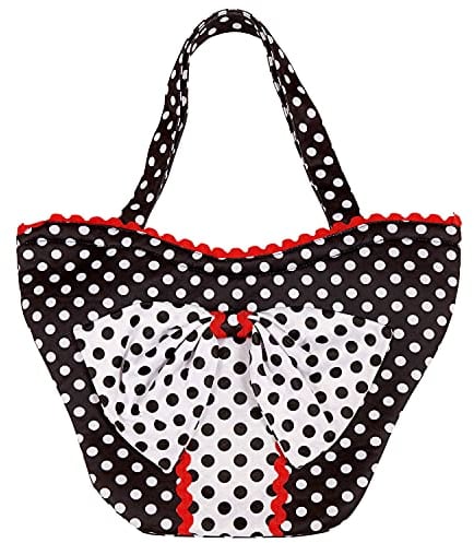W WIDMANN MILANO Party Fashion 10679 - Handtasche 50er Jahre, Schwarz-Weiß gepunktet, Accessoire, Retro, Karneval, Mottoparty