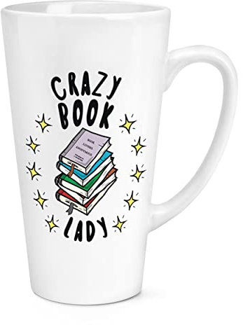 Crazy Book Lady Stars Latte-Tasse, groß, ca. 500 ml