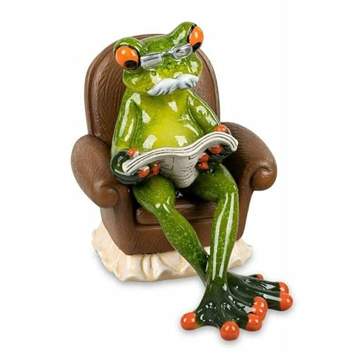 Wurm wunderschöner Frosch Opa im Sessel liest Zeitung