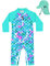 weVSwe Traje De Baño para Niña UPF 50+ Protección Cremallera En La Entrepierna Manga Larga con Sombrero para El Sol De Verano Escamas De Pescado Verde 12-18 Meses