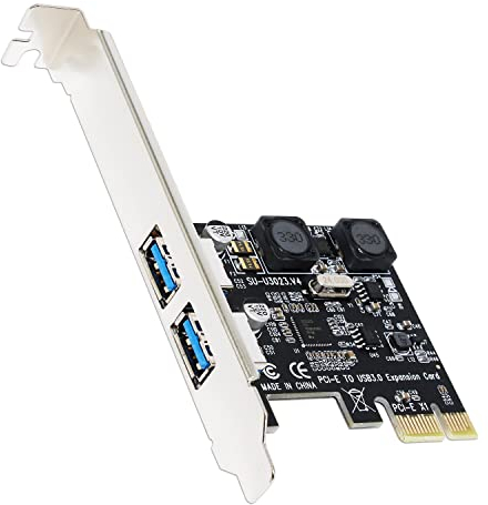 GLOTRENDS U3023 2-Port USB 3.0 Typ-A 5Gbps PCIe Erweiterungskarte für Intel, AMD, und ARM Plattform, kompatibel mit Windows und Linux (unterstützt Nicht Mac OS)