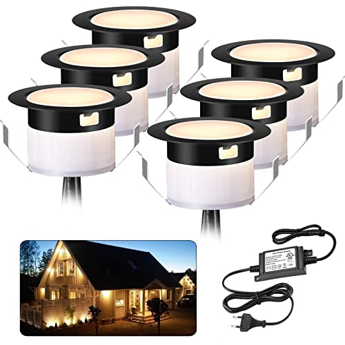 Lot de 6 Spot Encastrable Exterieur, 12V Blanc Chaud Spots LED Encastrable pour Terrasse Bois, Ø31mm, IP67 Étanche, Mini Spot Led Encastrable Exterieur pour Terrasse Bois Piscine Escaliers Deck