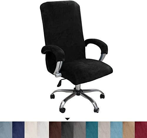 Bestenrose Velvet Office Chair Cover Stretch Computer Desk Armchair Covers | Chair Covers, with Arm Cover, Slipcover，Replacement, Washable, Rotating, Universal, Soft, Stretch, Protector, No Slip