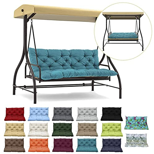PJDDP Bankauflage Bankkissen mit Rücken, Bequeme Sitzkissen für Hollywoodschaukel, Wasserdicht Gartenbank Auflage für Schaukel, Terrasse, Esstisch,Bank,Drinnen,Lake Blue,150x100CM/60x40IN
