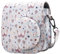 QIYWFA Instant Kamera Schützend Fall Kompatibel mit Fujifilm Instax Mini 12/11/9/8/8+ Instan Kamera Sanft PU Leder Tasche mit Tasche und Abnehmbarer Schultergurt(Bule-Flower Butterfly)