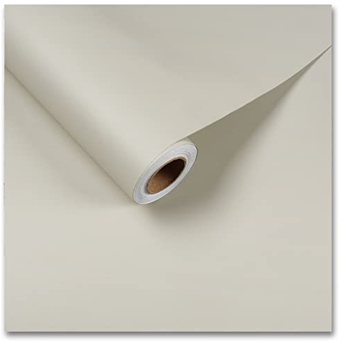VEELIKE Beige Wallpaper Self Adhesive Cream Contact Paper Matt Beige Vinyl Wrap for Furniture Bedroom Sticky Back Plastic Roll Kitchen Cupboard Sticker Lining Paper for Walls Cabinet Cover 40cm×300cm