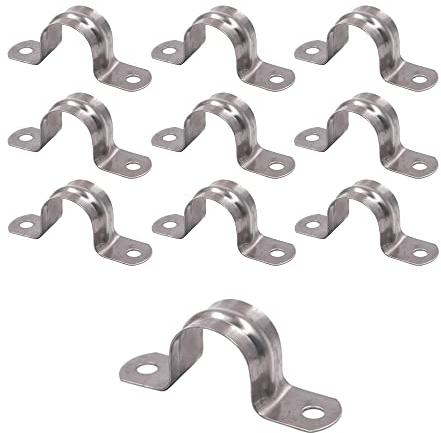 45mm Pipe Strap Clamps, 10 Pcs 304 Stainless Steel Pipe Holder Brackets, Saddle U Shaped Tube Clips for Ducting Plumber Water Pipe