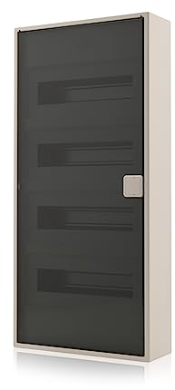 ALFA Boîte à fusibles en saillie 4 rangées pour 48 modules IP40 avec porte transparente rail DIN porte transparente IP40 pour installation en pièce sèche dans la maison