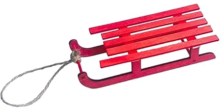 Sharplace Puppenhaus-Dekoration im Maßstab 1:12, Winterurlaub, DIY-Holzschlitten, Miniaturen, Kunsthandwerk, Outdoor-Spielzeug, Ornament, Dekoration, Rot