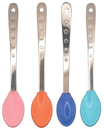 Nuby 2 en 1 Spoons d'alimentation sûrs chauds - (4-Pack) Spoons pour bébé pour un alimentation sûre - 4+ mois